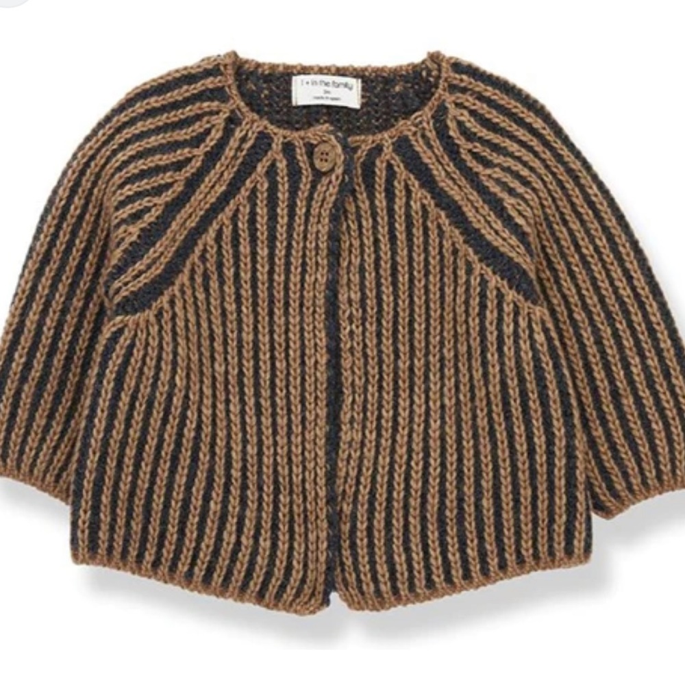 1+ in the Family cardigan. Charcoal and Tan. Size 3T/ 36 mos